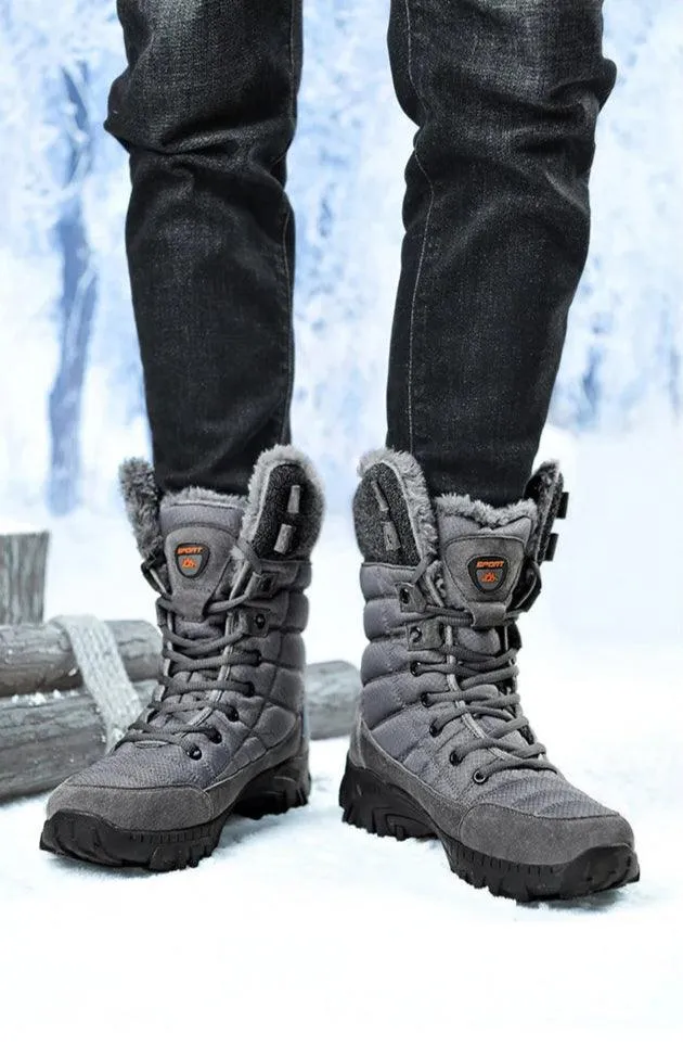 Super Warm Men Hiking Waterproof Leather Winter Snow Boots Sneakers