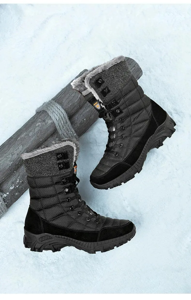 Super Warm Men Hiking Waterproof Leather Winter Snow Boots Sneakers