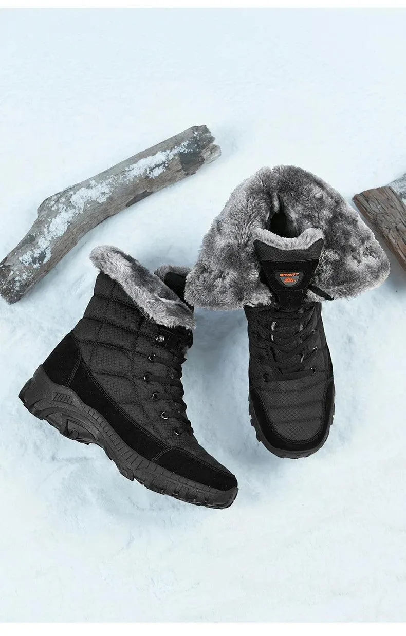 Super Warm Men Hiking Waterproof Leather Winter Snow Boots Sneakers