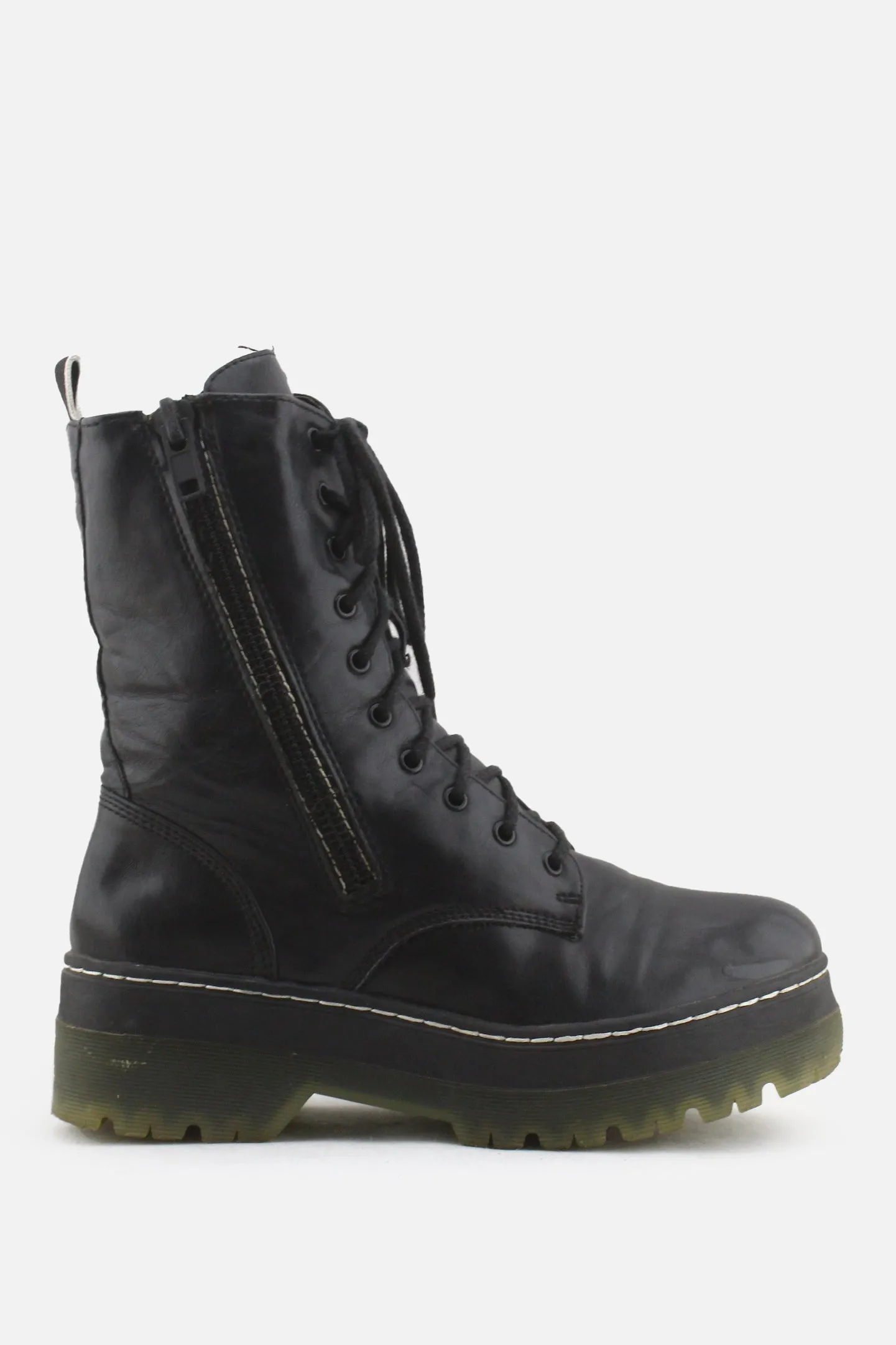 Tamaris Zipper Laces Combat Boots | 100% Authentic Leather