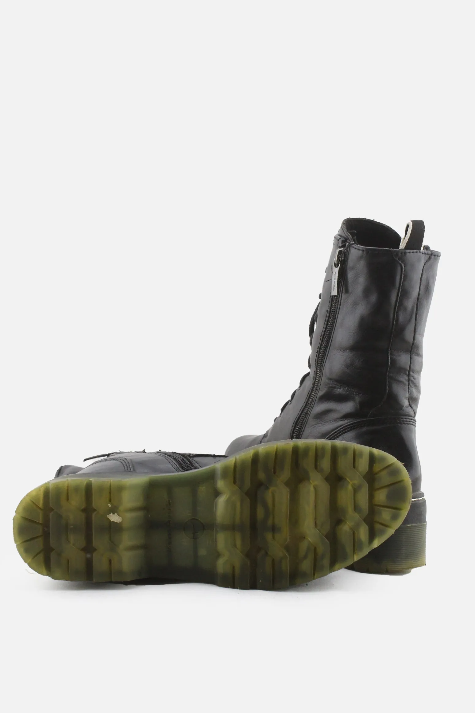 Tamaris Zipper Laces Combat Boots | 100% Authentic Leather