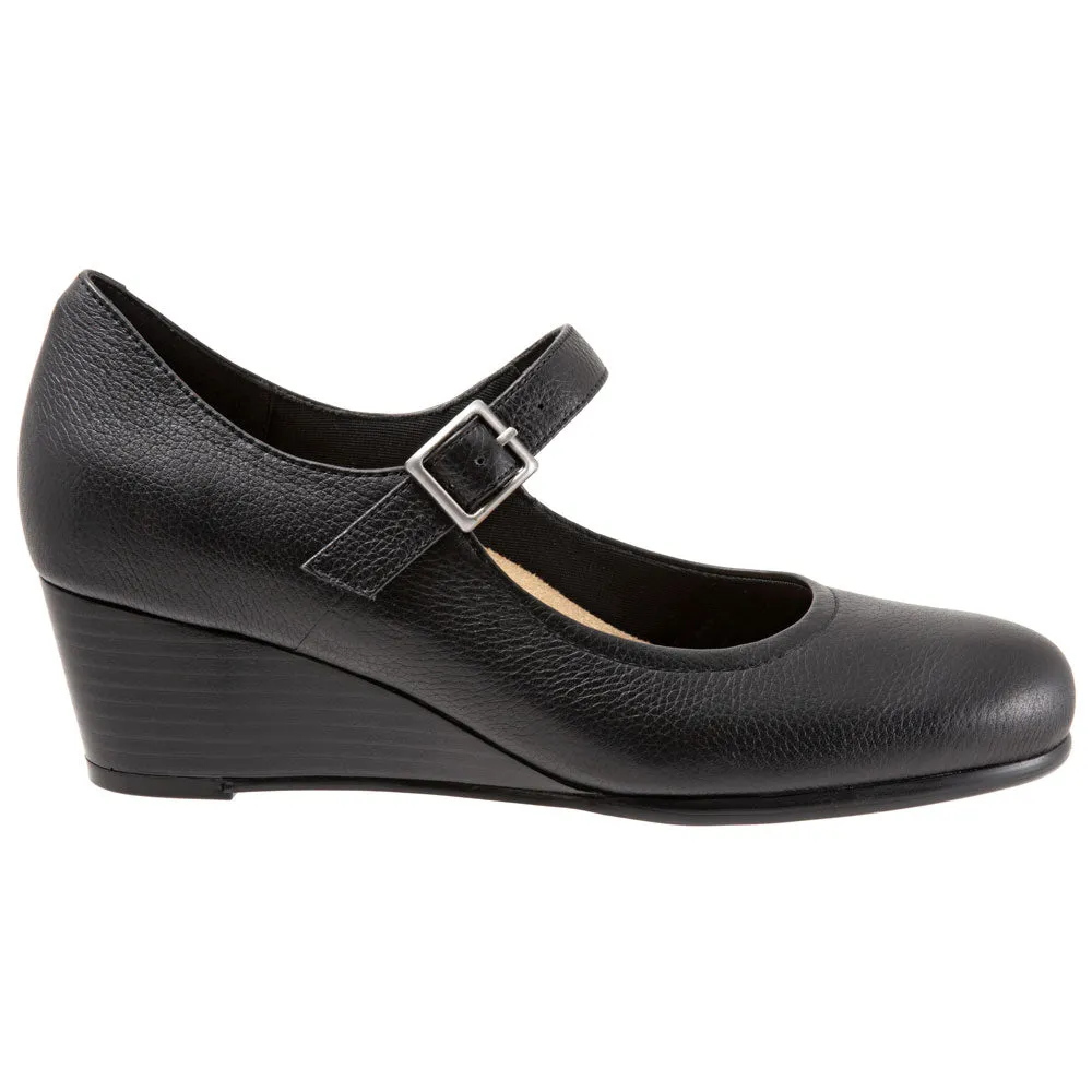 Trotters Willow Black Leather Wedge Shoe (Women's)