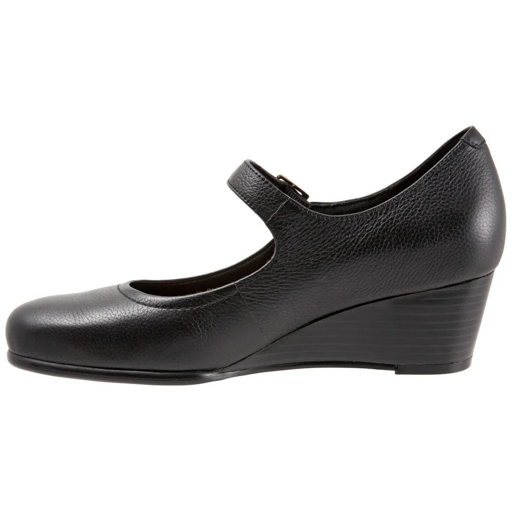 Trotters Willow Black Leather Wedge Shoe (Women's)