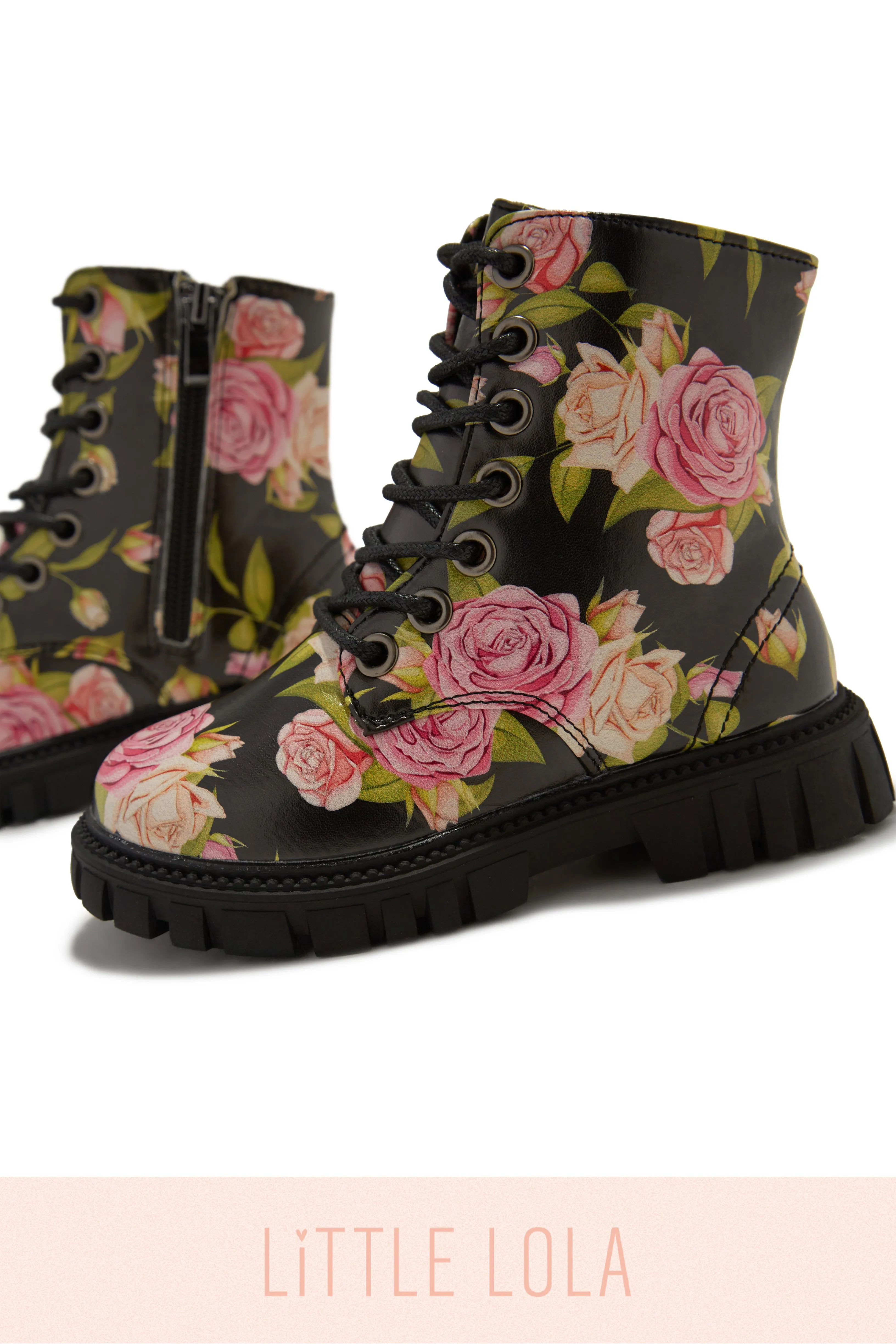 Valentina Lace Up Boots - Floral