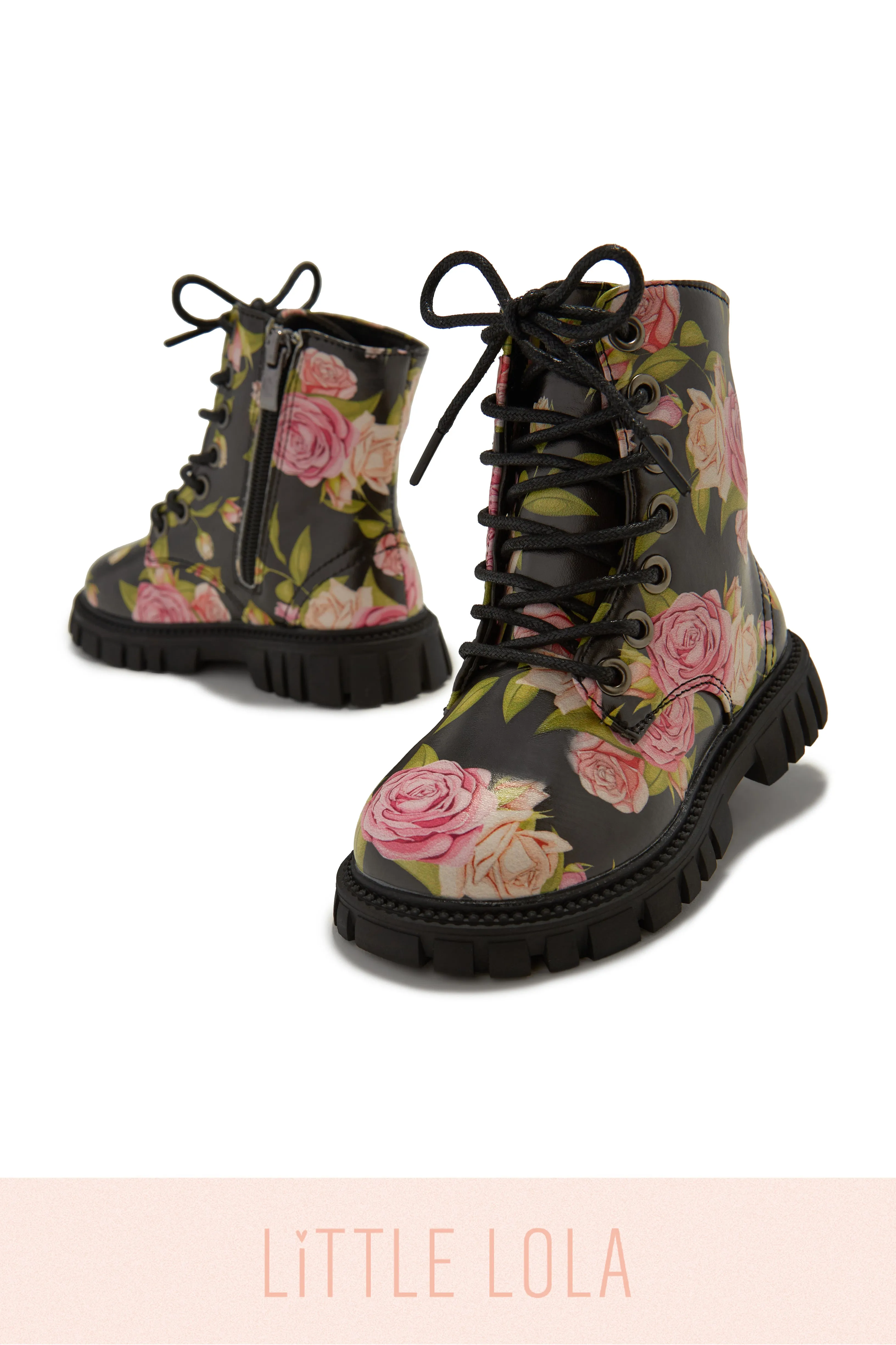 Valentina Lace Up Boots - Floral