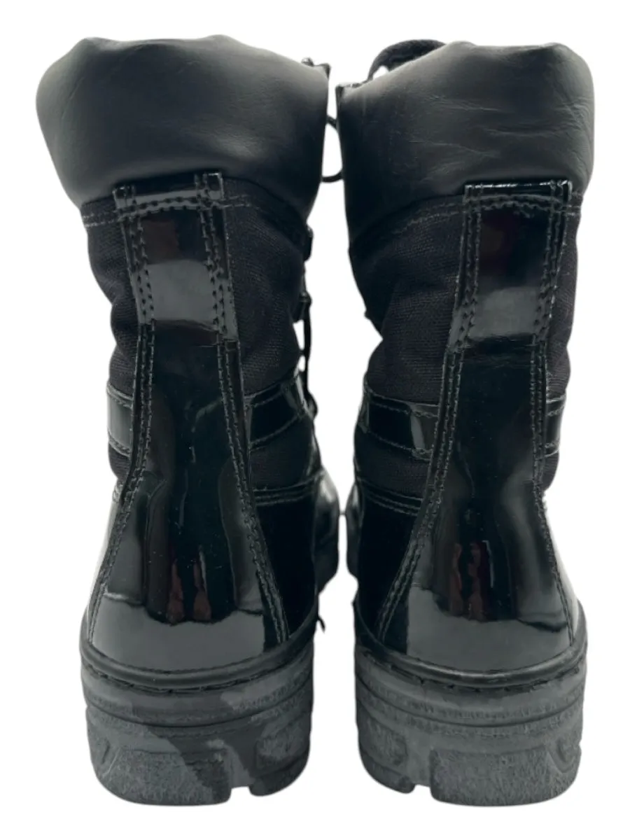 Vibram Shoe Size 7 Black Patent Leather round toe Laces Combat Boots