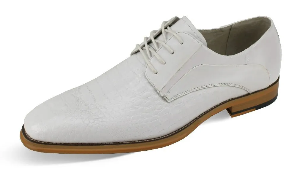White lace-up men's dress shoes Italian style genuine leather