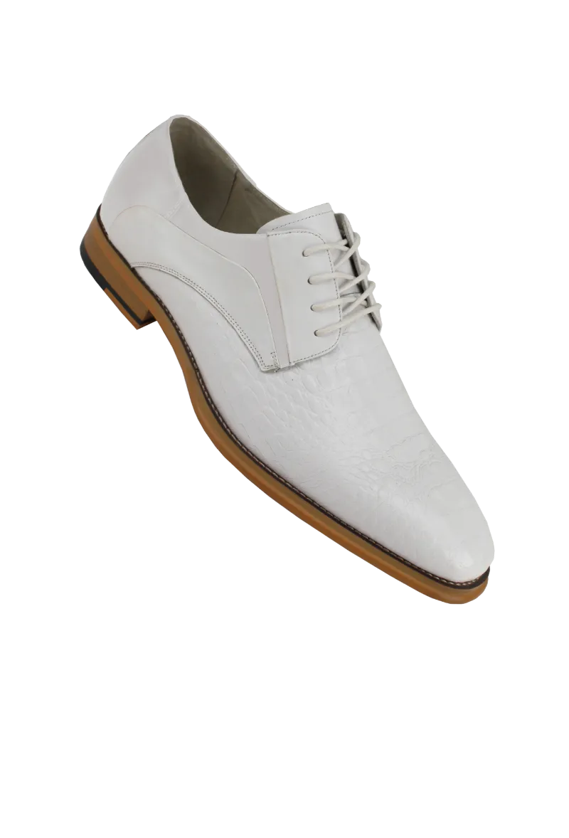 White lace-up men's dress shoes Italian style genuine leather