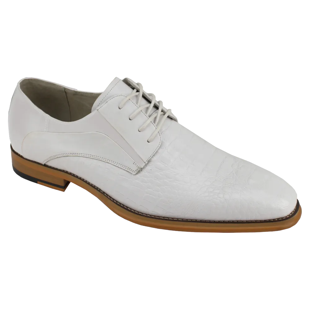 White lace-up men's dress shoes Italian style genuine leather