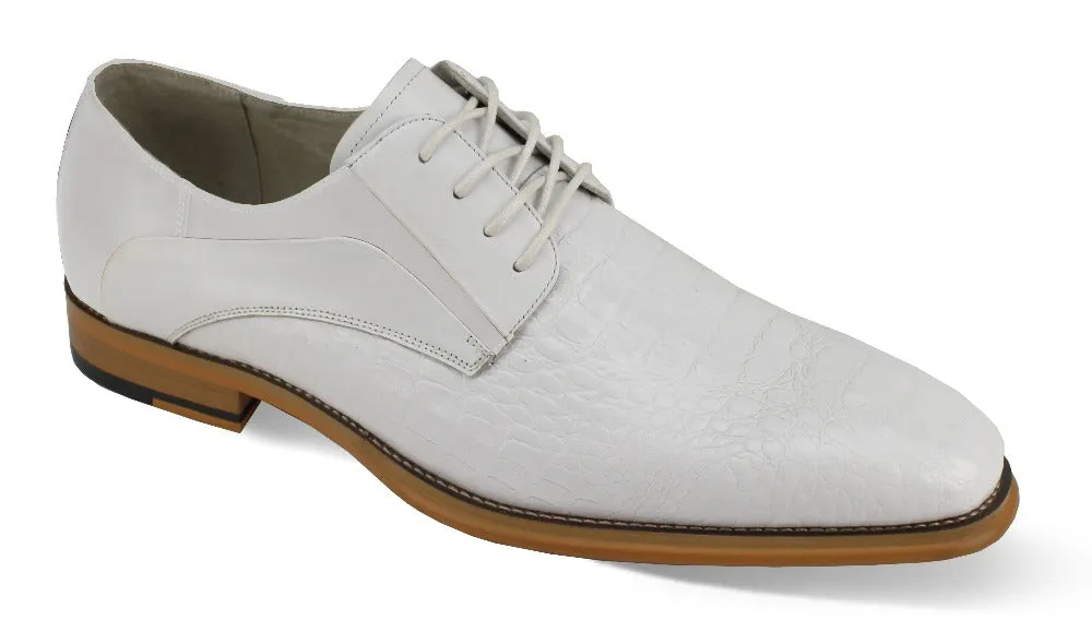 White lace-up men's dress shoes Italian style genuine leather