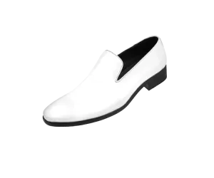White Men's Patent Leather Dress Shoes Plain Toe  for Tuxedo