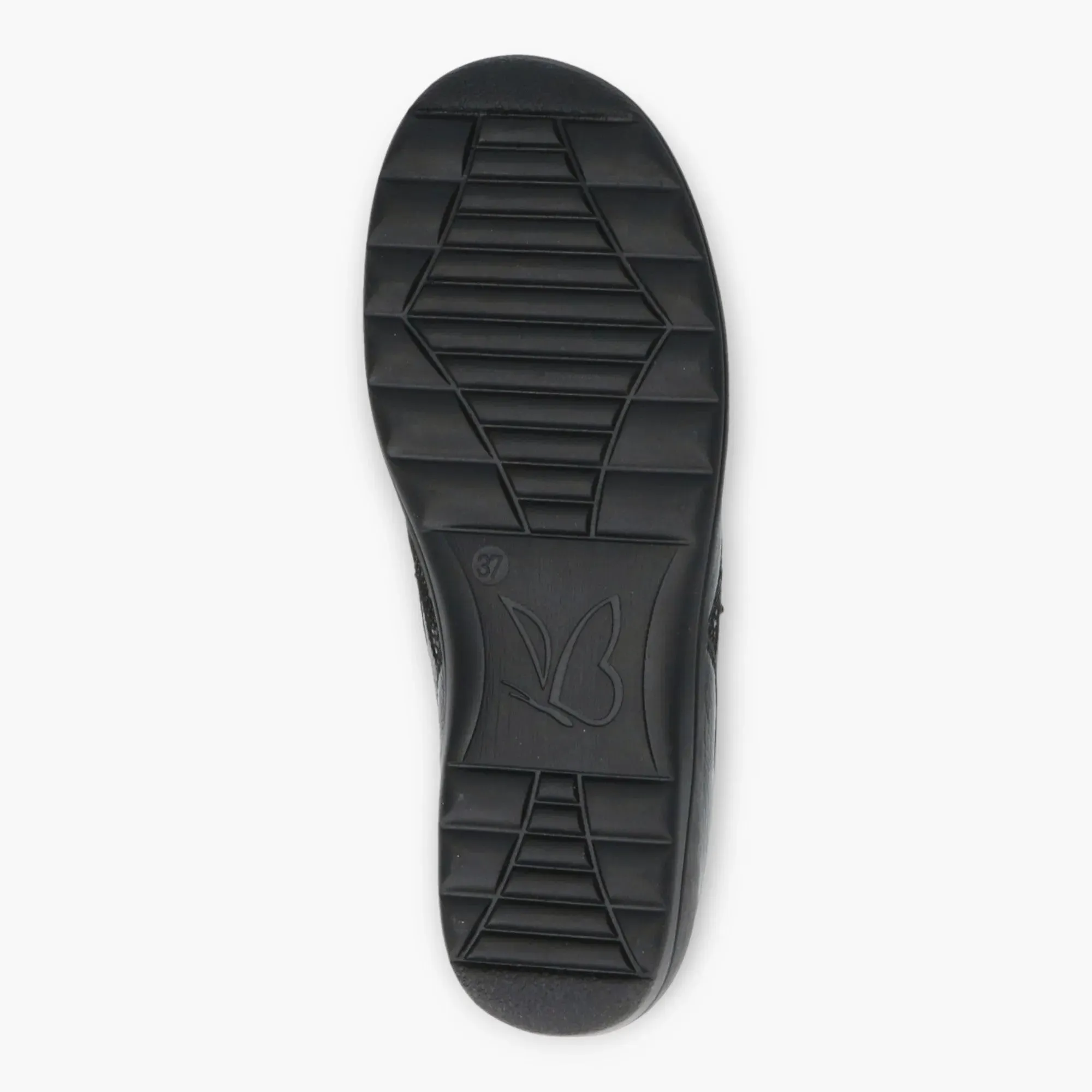 Wide Fitting Black Velcro Slip-On Shoes for Women - Caprice