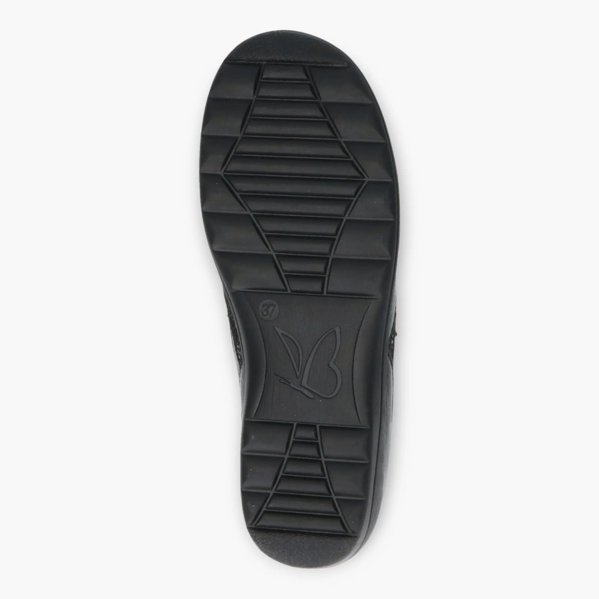 Wide Fitting Black Velcro Slip-On Shoes for Women - Caprice