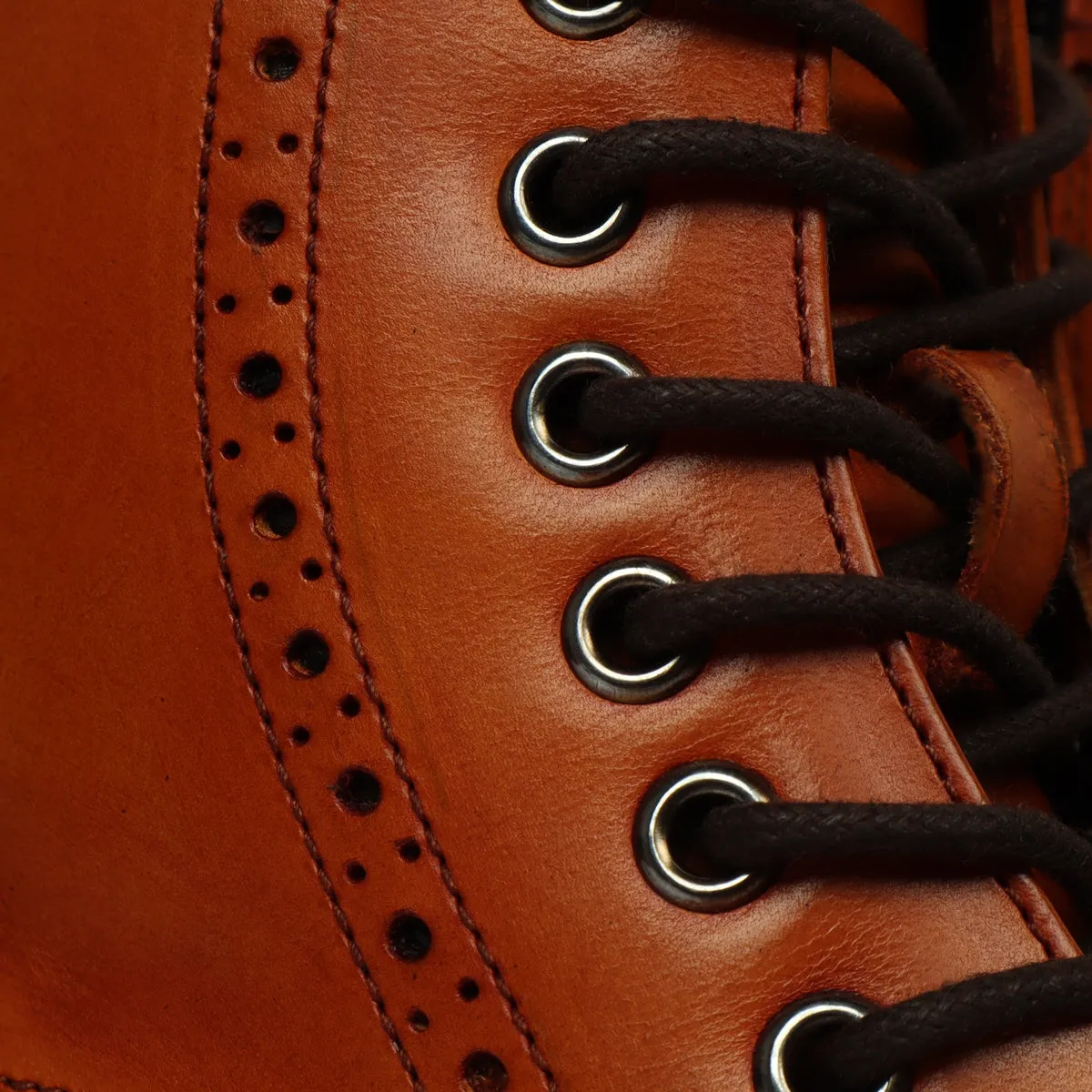 Wingtip Full Punching Brogue Men's Boots in Tan Leather Light Weight By Brune & Bareskin