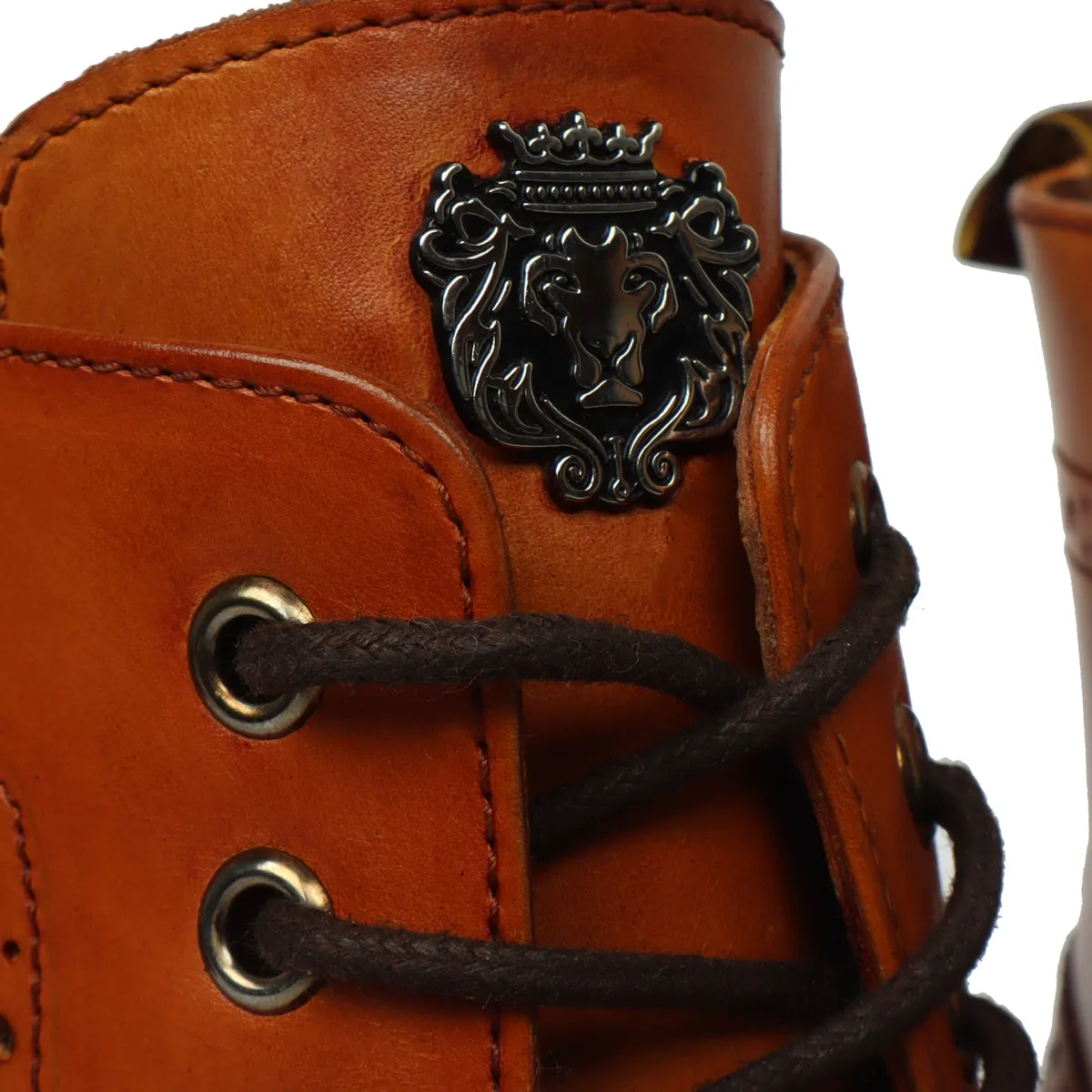 Wingtip Full Punching Brogue Men's Boots in Tan Leather Light Weight By Brune & Bareskin