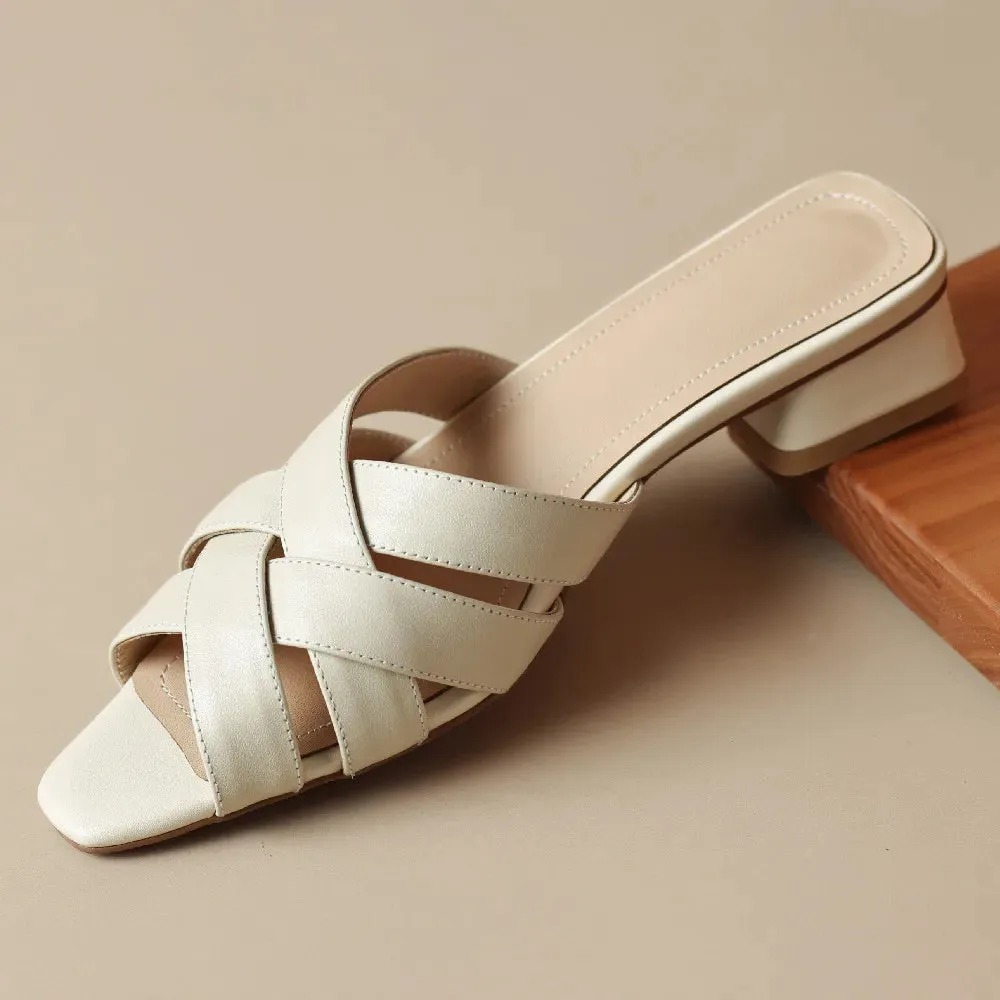 Women's Casual Shoes  - Leather Mules Sandals - TSS409