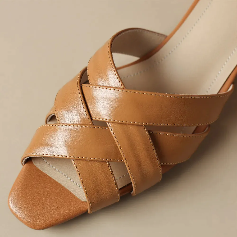 Women's Casual Shoes  - Leather Mules Sandals - TSS409
