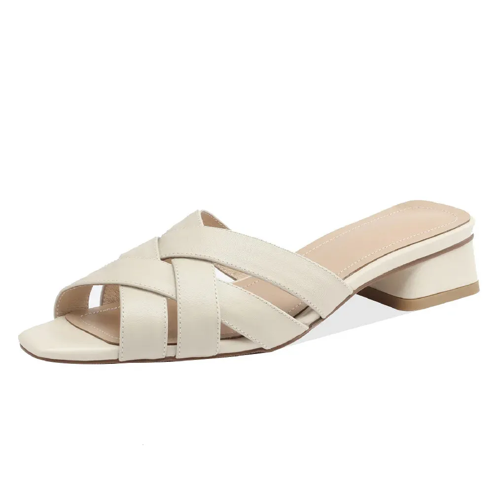 Women's Casual Shoes  - Leather Mules Sandals - TSS409