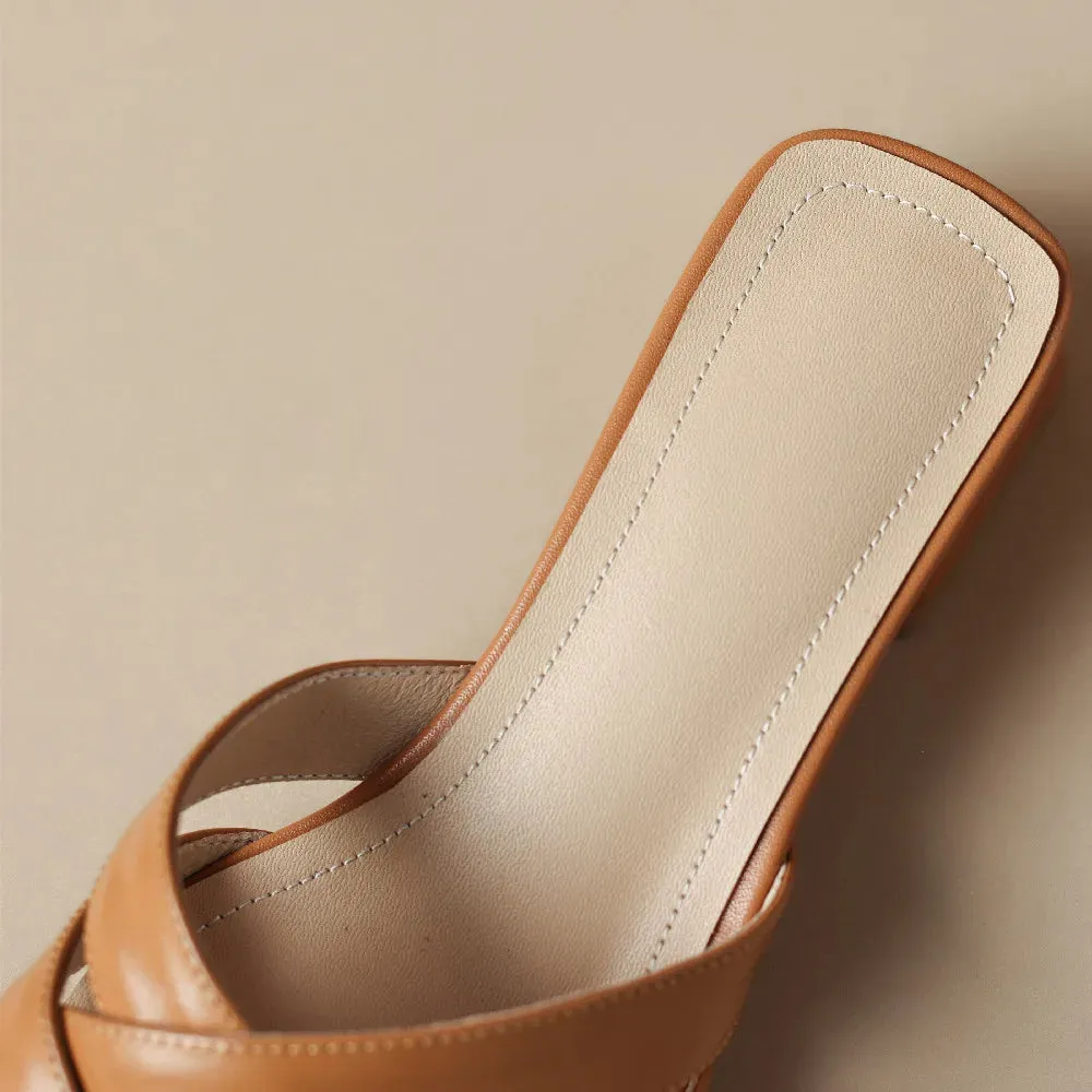 Women's Casual Shoes  - Leather Mules Sandals - TSS409