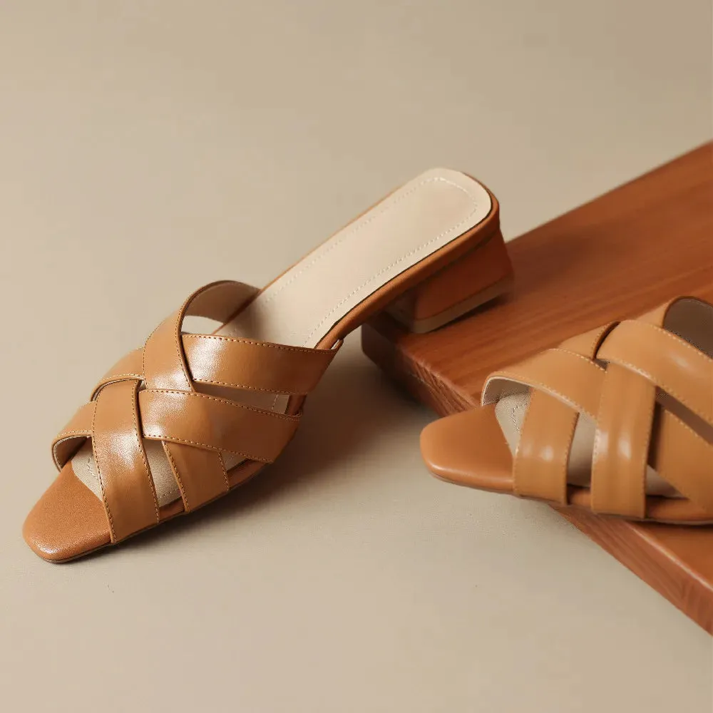 Women's Casual Shoes  - Leather Mules Sandals - TSS409