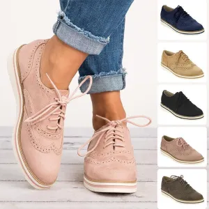 Women's flat suede casual shoes round toe