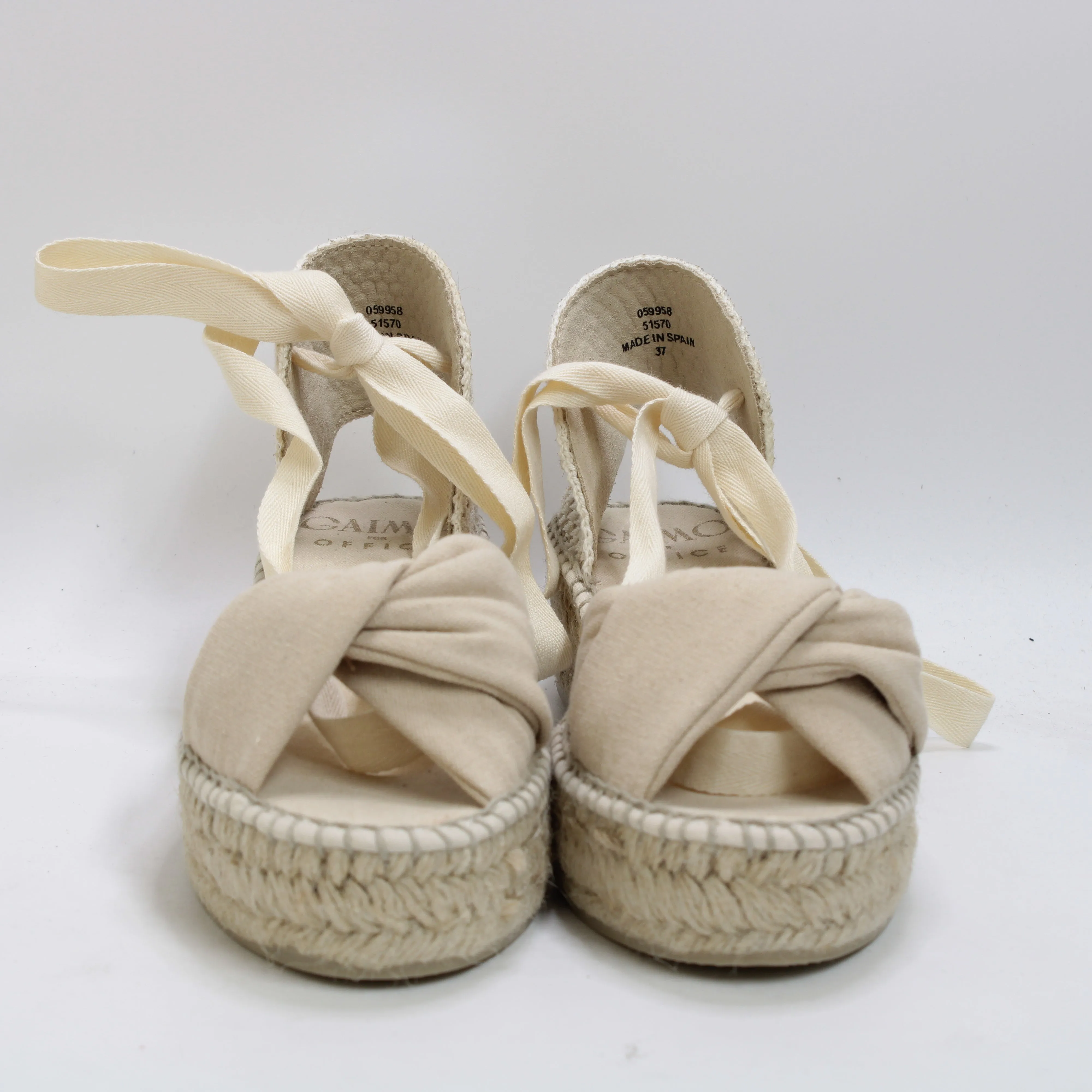 Womens Office Tango Twisted Platform Sandals Cream Canvas
