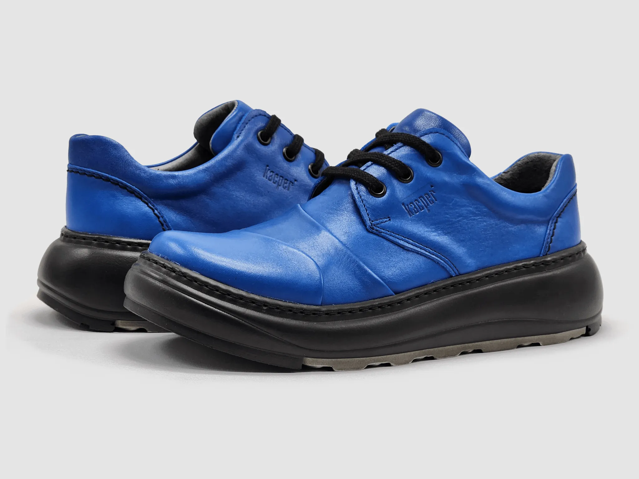 Women's Retro Leather Shoes - Blue