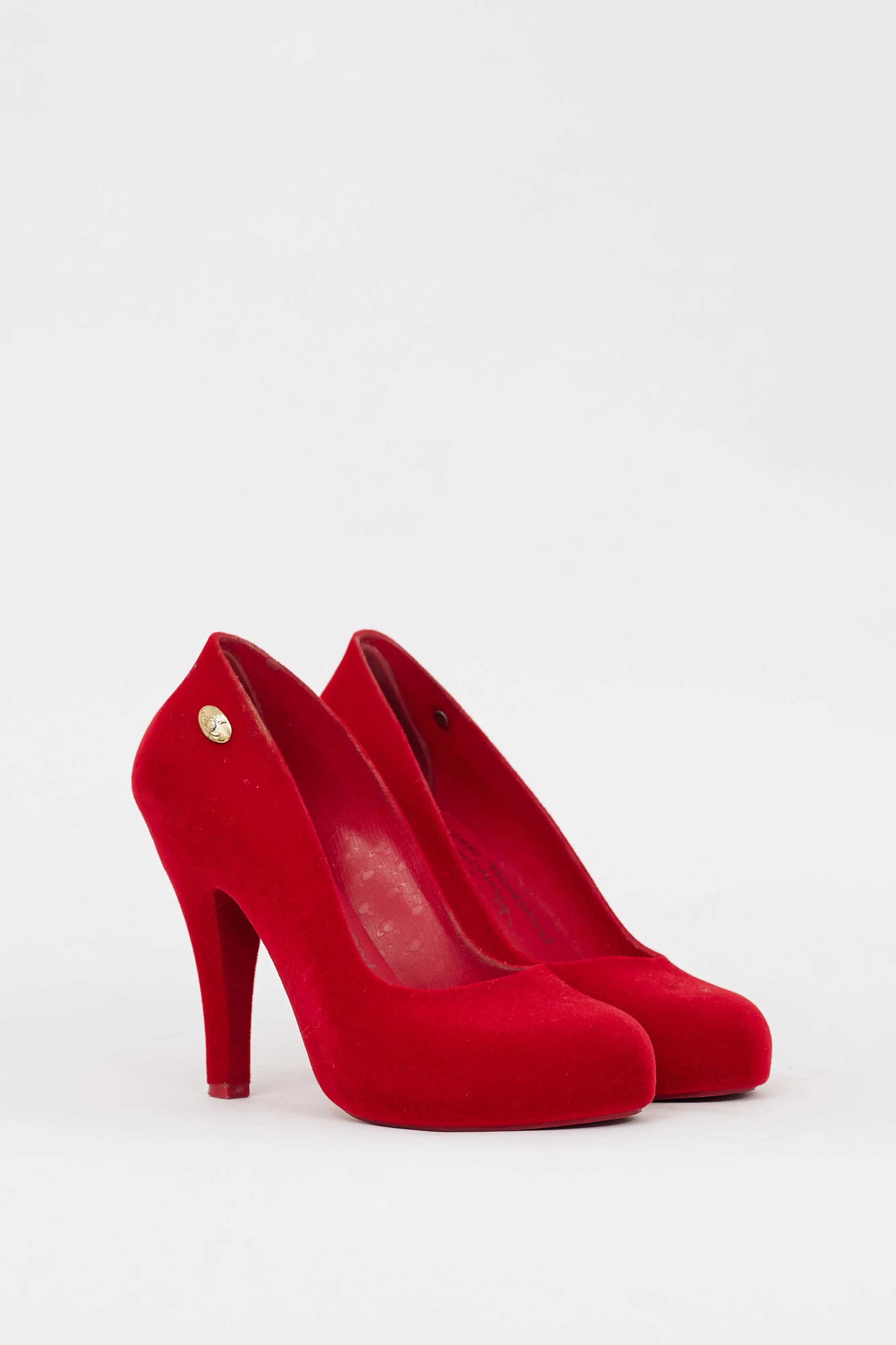 X Melissa Red Velvet Covered Heel