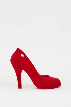 X Melissa Red Velvet Covered Heel