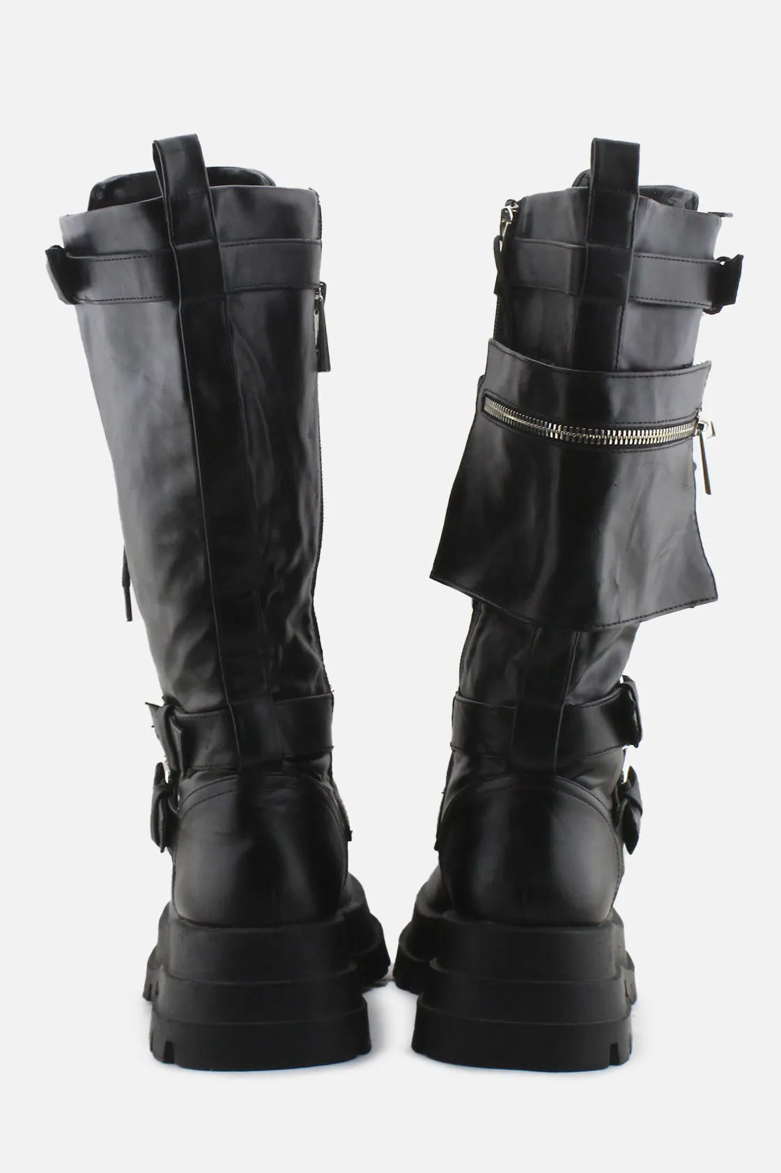 Zara Zipper Laces Buckle Straps Combat Ankle Boots | 100% Authentic Leather